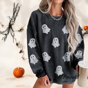 Metallic ghost oversized corded/thermal textured pull over S M L XL 2XL